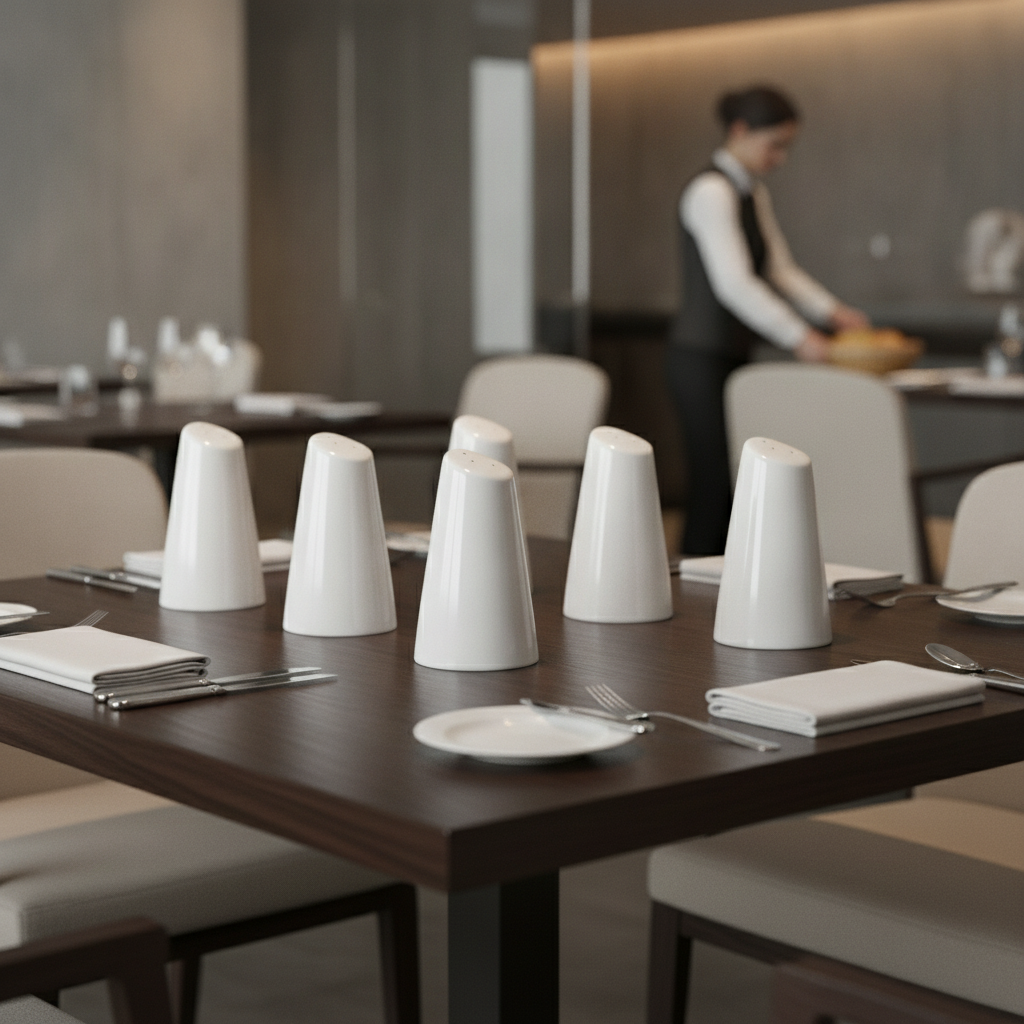 Porcelain White Pepper Shakers 89mm for Dining Tables (Pack of 6)