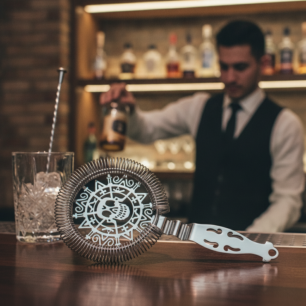 Stainless Steel Skull Throwing Strainer 193mm for Bars & Pubs