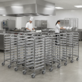 Stainless Steel Cafeteria Tray Trolley for Commercial Use (Pack of 12)