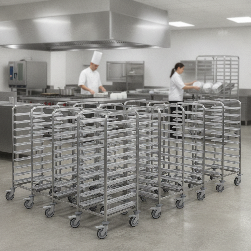 Stainless Steel Cafeteria Tray Trolley for Commercial Use (Pack of 12)