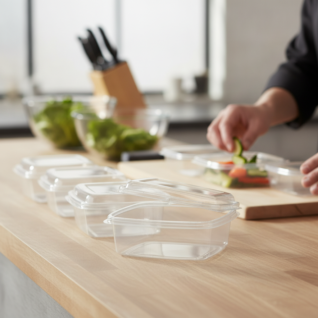 PLA Hinged Deli Containers 12oz for Takeout & Delivery (Pack of 300)