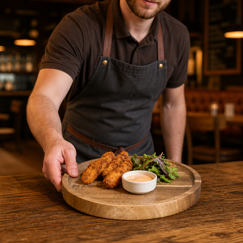 Acacia Wood Round Plate 150mm for Country Pubs & Cafés