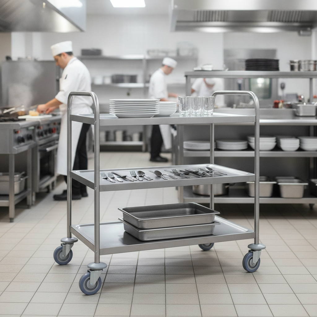 Stainless Steel 3 Tier Clearing Trolley for Efficient Transport