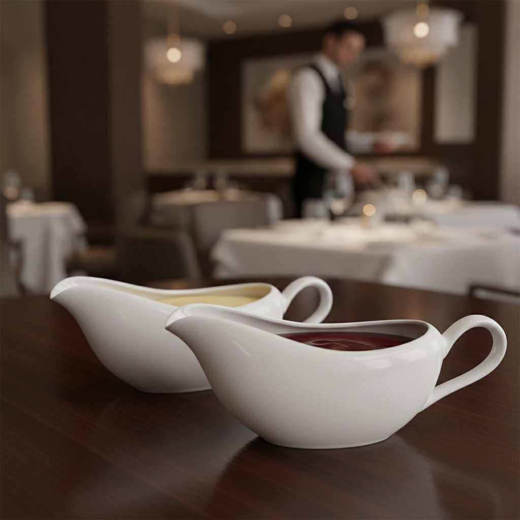 Super Vitrified Fine China Sauce Boats 95ml for Restaurants (Pack of 2)