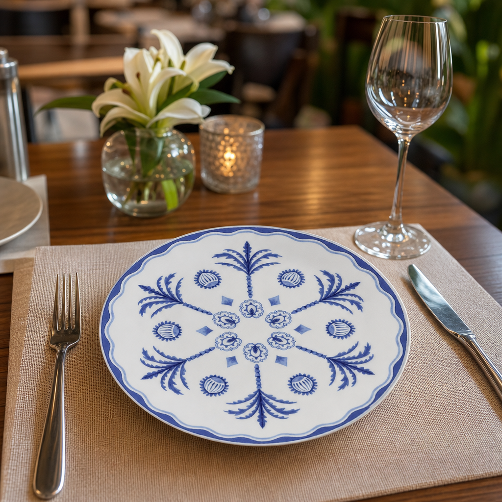 Coupe Plates 210mm Blue Bone China for Elegant Dining (Pack of 12)