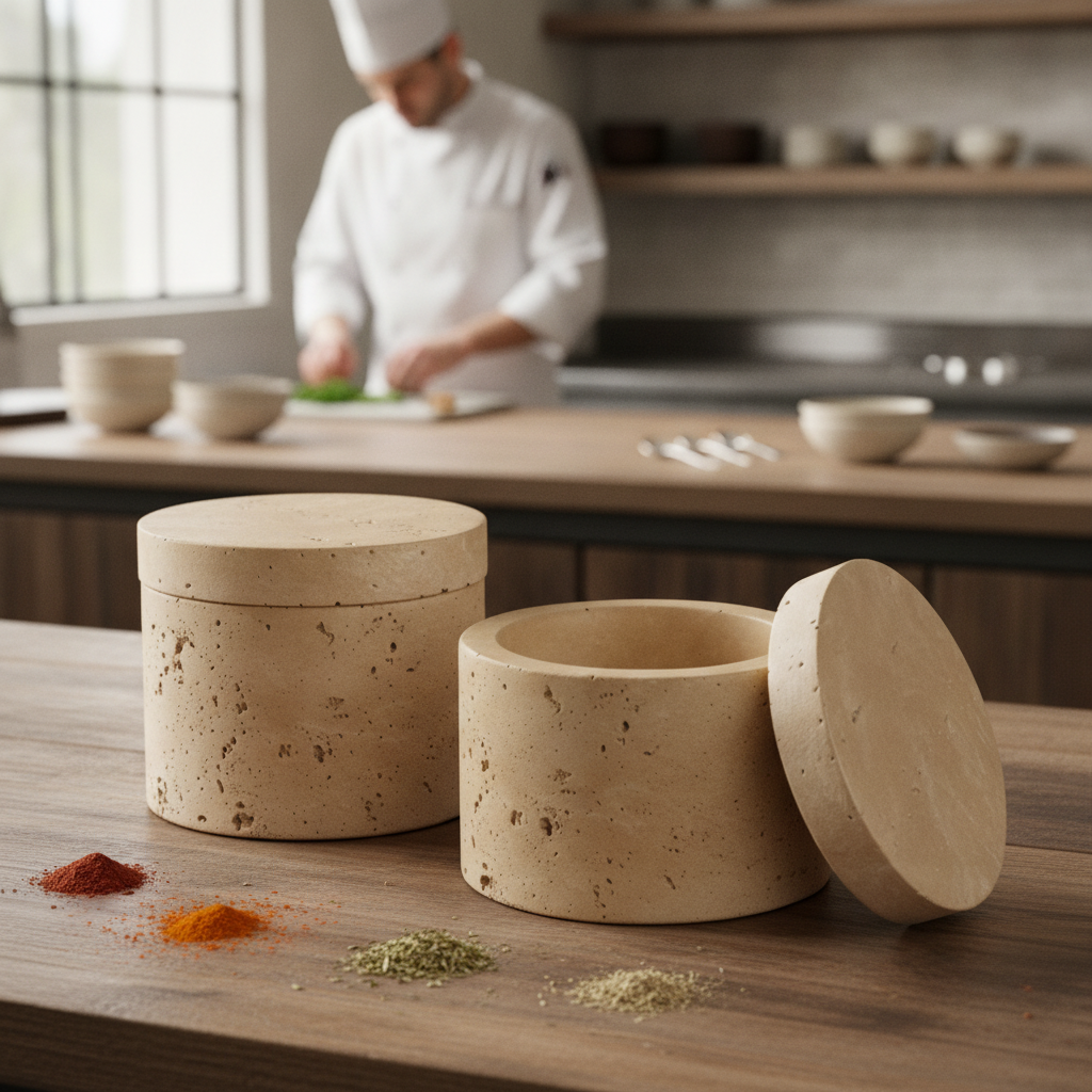Stone Concrete Box 60mm for Serving Dips & Spices (Pack of 2)