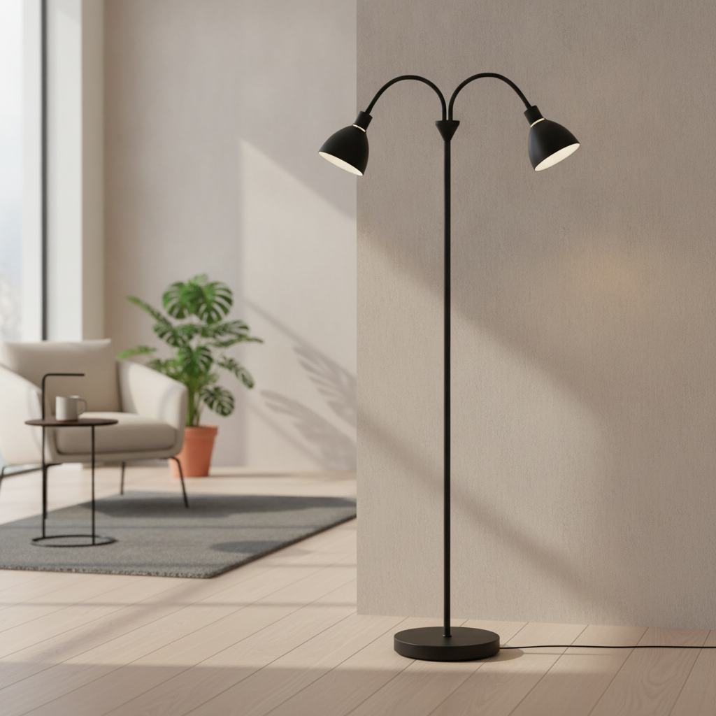 Metal Black Double Floor Lamp for Modern Interiors