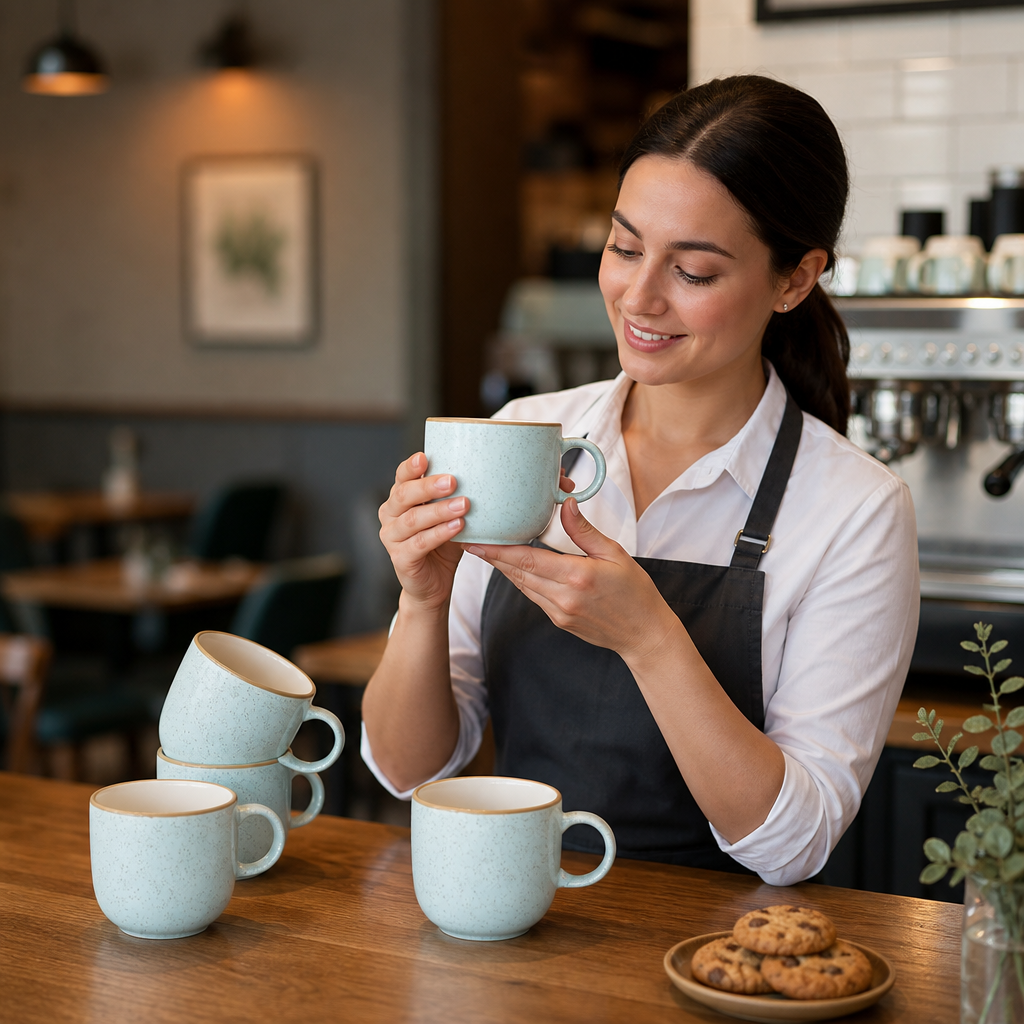 Mugs Blue 440ml Duck Egg Blue Ceramic for Hospitality (Pack of 6)