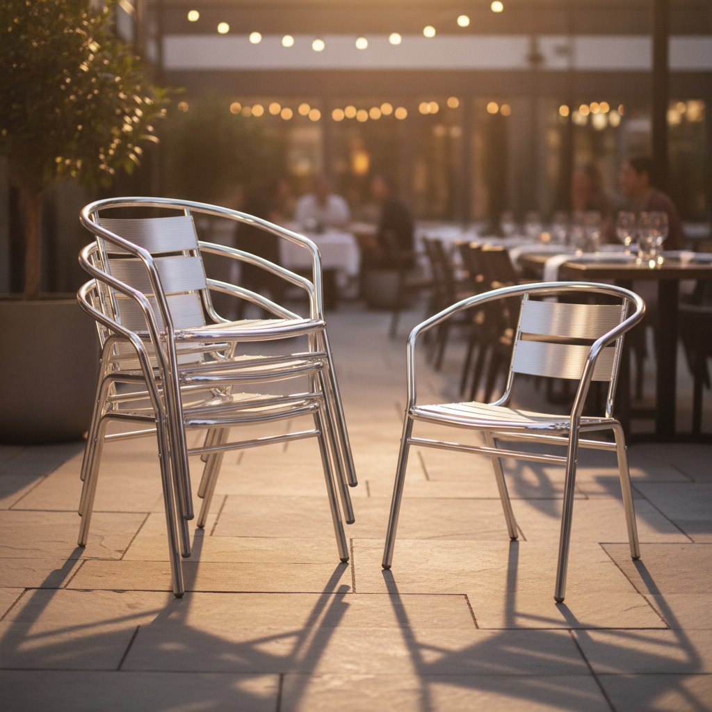 Aluminium Stacking Chairs 735x530mm for Indoor & Outdoor Use (Pack of 4)