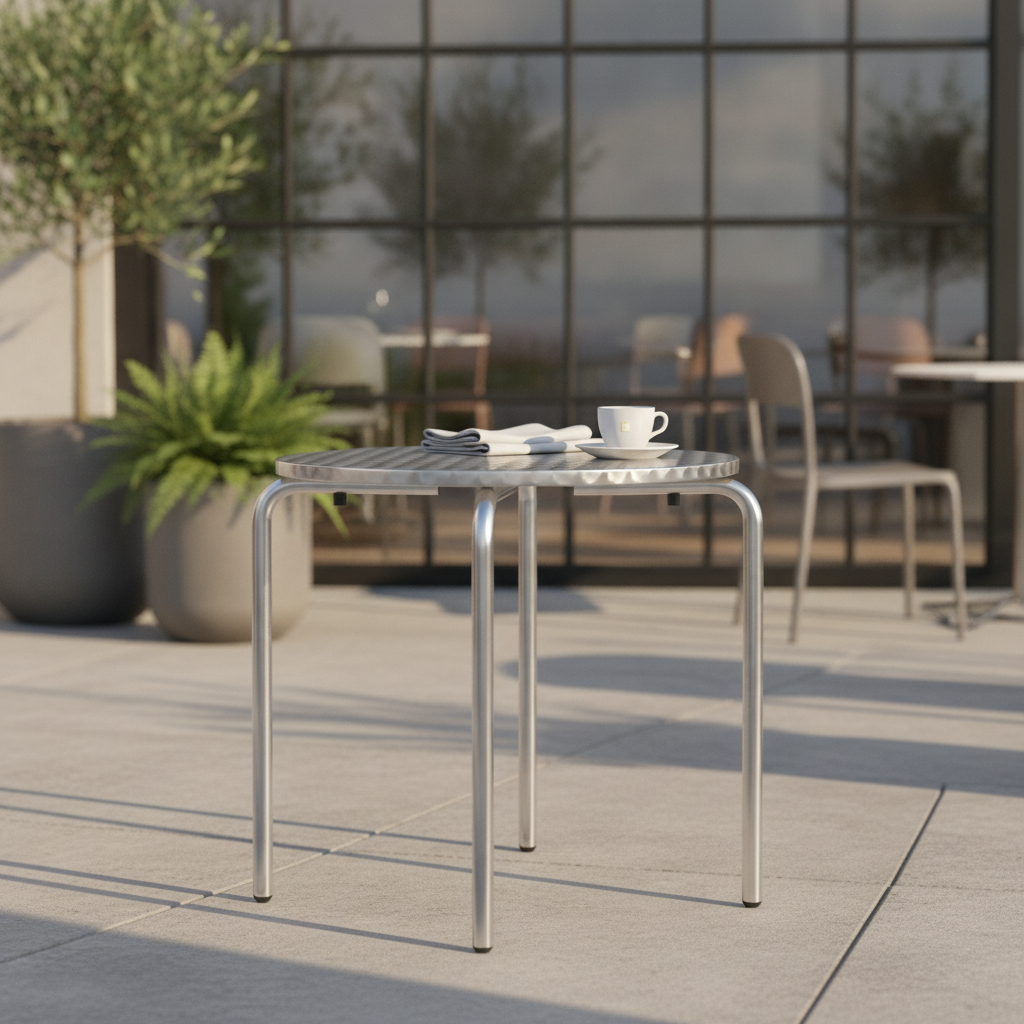 Stainless Steel Round Bistro Table 700mm for Indoor & Outdoor Use