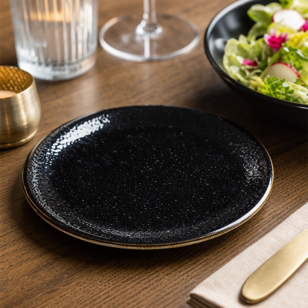 Coupe Plates 153mm Black Porcelain for Elegant Dining (Pack of 36)
