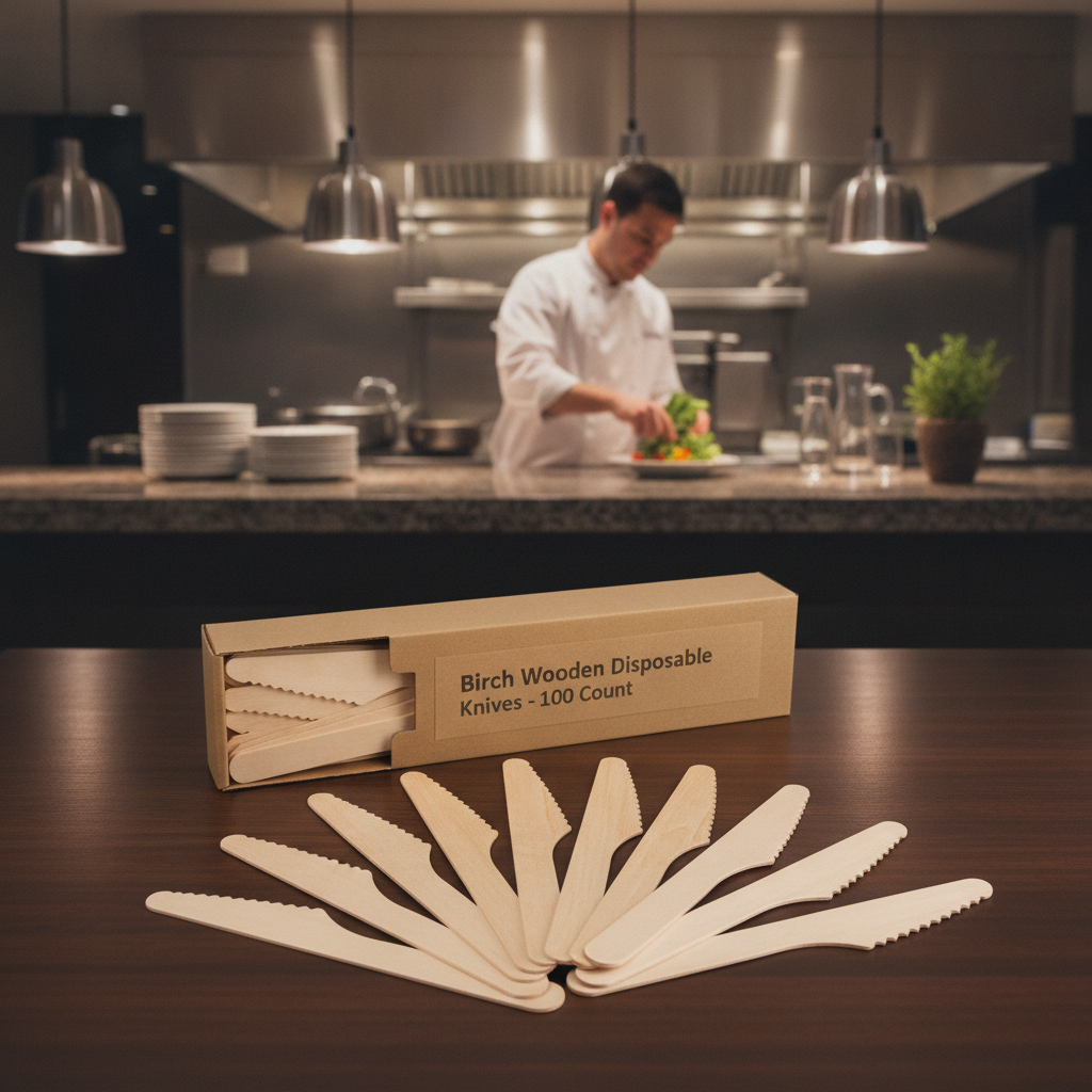 Birch Wooden Disposable Knives 165mm for Eco-Friendly Dining (Pack of 100)