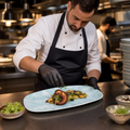 Oblong Chef Plates Aqua Porcelain for Stylish Dining (Pack of 12)