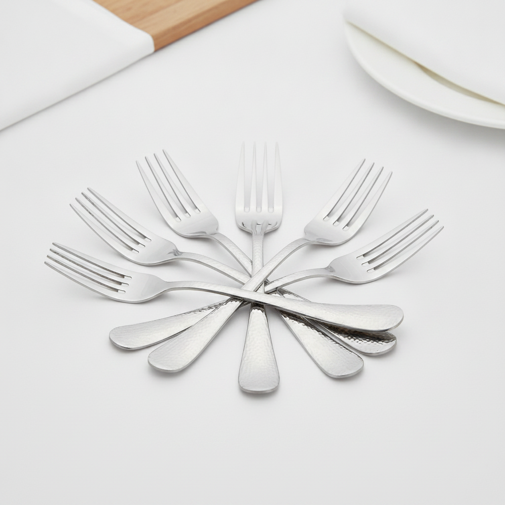 18/10 Stainless Steel Hammered Dessert Forks for Catering (Pack of 12)