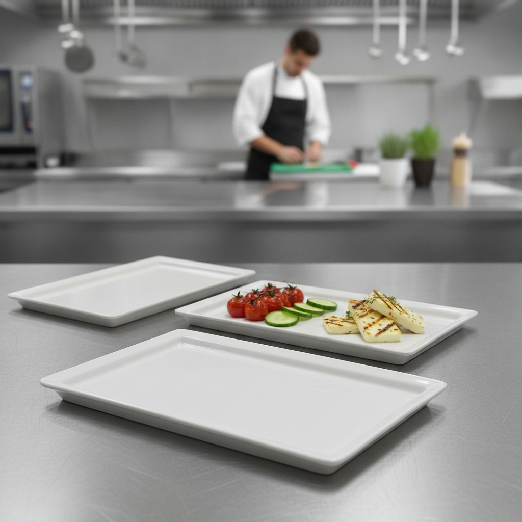 High-Quality Porcelain GN 1/2 Tray for Food Displays (Pack of 2)