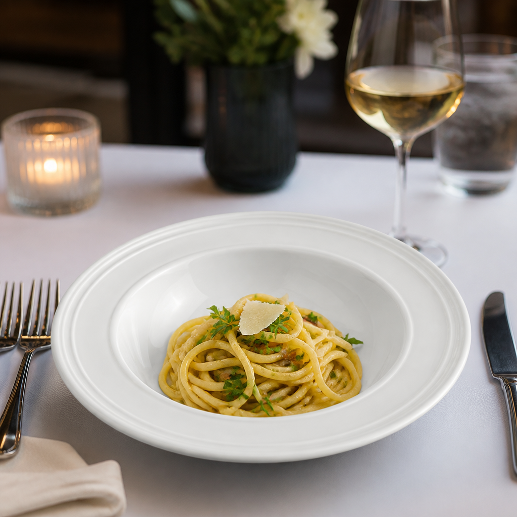White China Bead Pasta Plates 240mm for Elegant Dining - Pack of 12