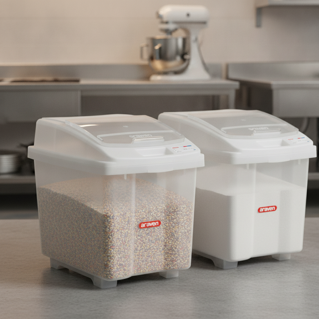Clear Polyethylene Mobile Ingredient Bin 100L for Food Storage