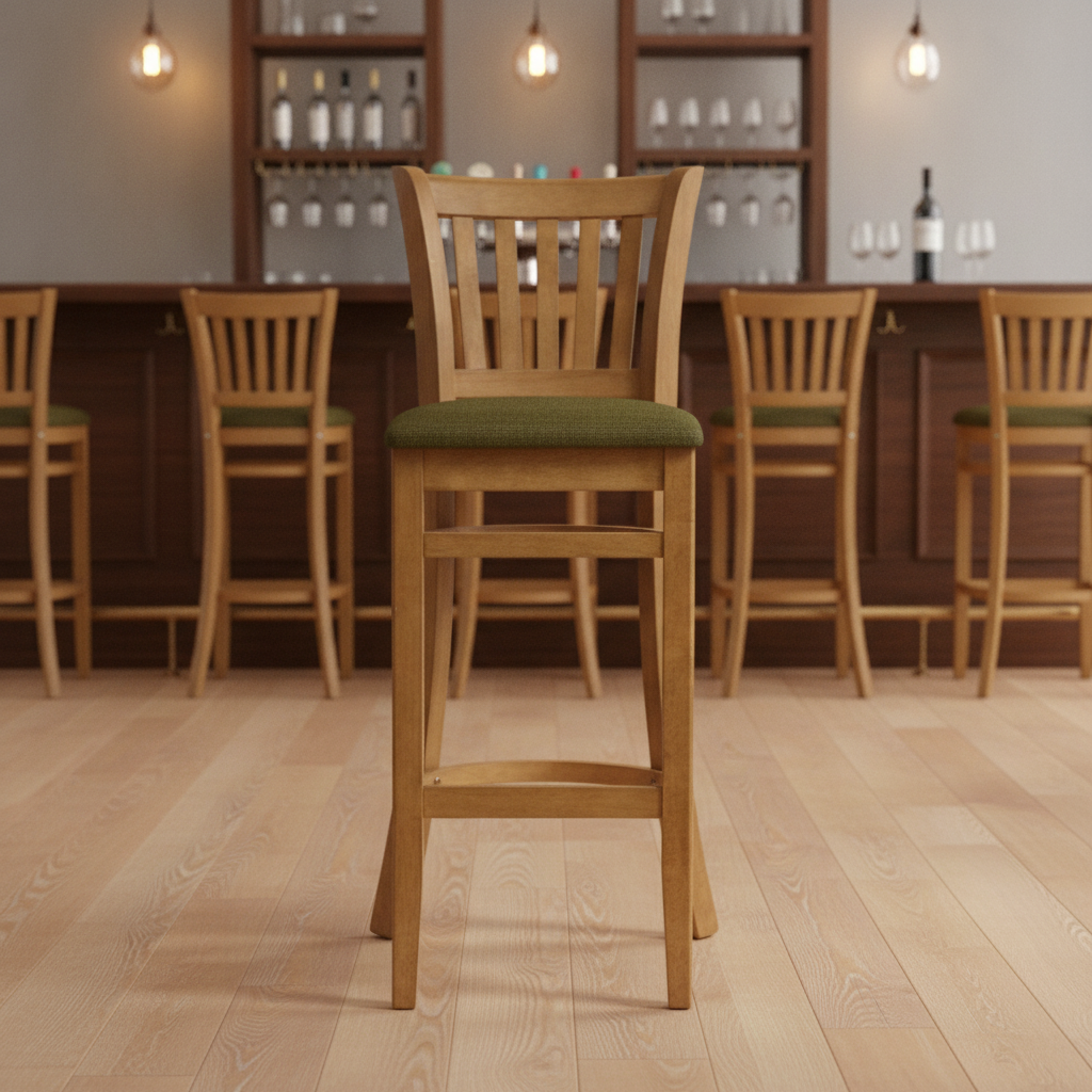 Rubber Wood Bar Chair with Shetland Forest Seat 1100mm for Commercial Use