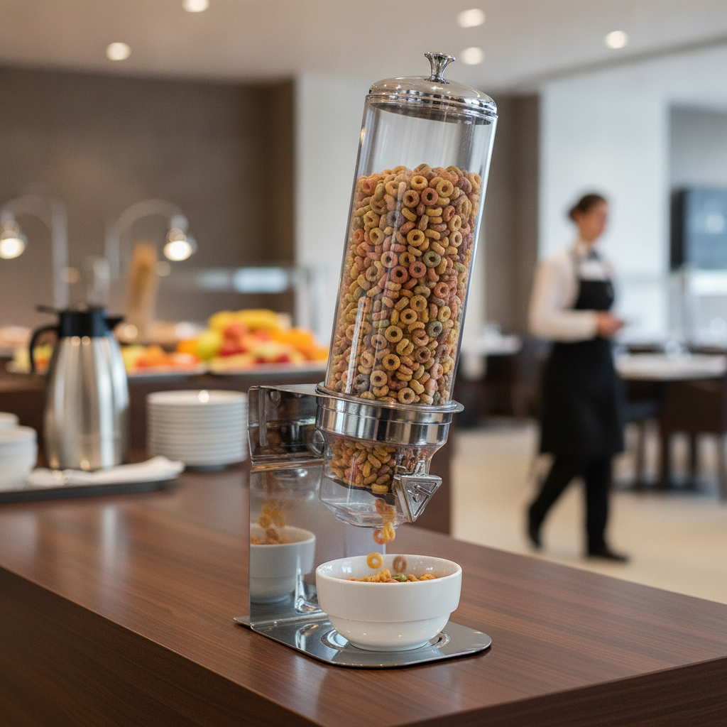 Stainless Steel Cereal Dispenser 4L for Breakfast Buffets