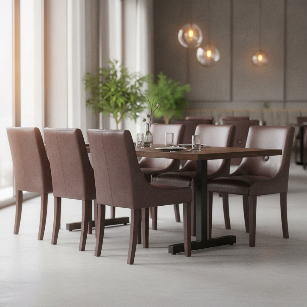 Rubber Wood Dining Chair with Padded Seat 870x460mm for Restaurants (Pack of 6)