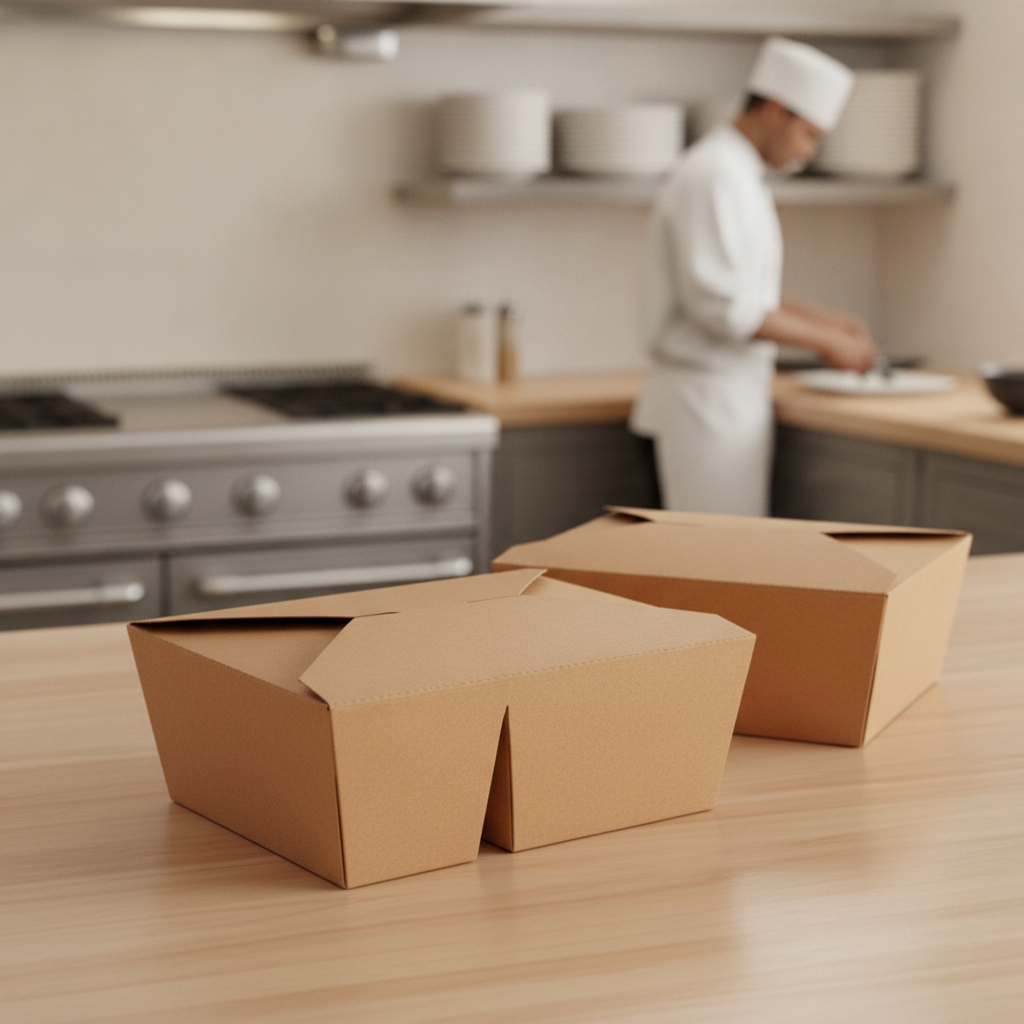 Paperboard Two Compartment Food Container 1050ml for Food Separation (Pack of 200)