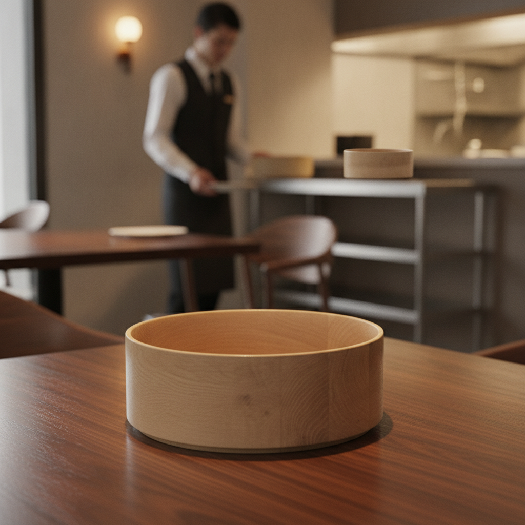 Lacquered Oak Wood Bowl 200mm for Catering & Hospitality