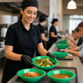 Polypropylene Bowls 174mm Green Ceramic for Schools & Institutions (Pack of 12)
