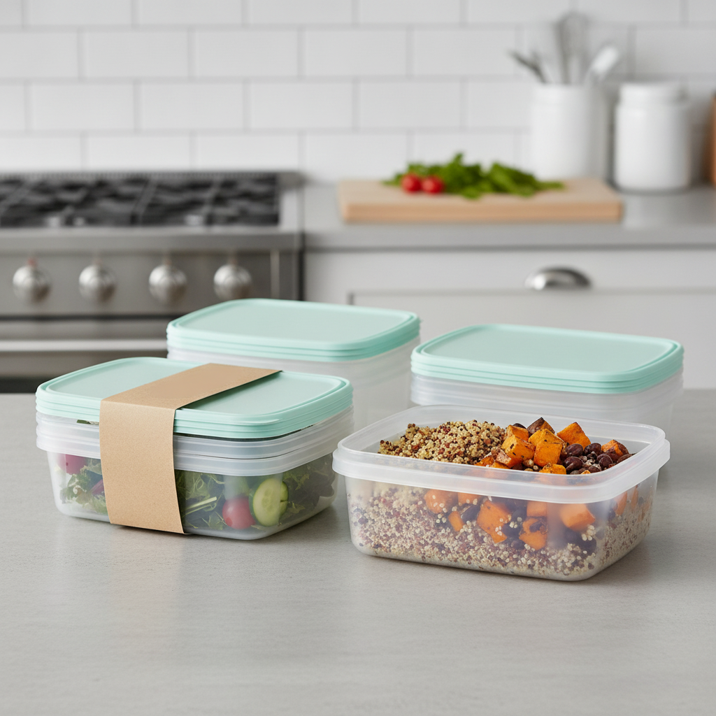 Plastic Clear Food Container 1L for Lunch and Storage (Pack of 4)