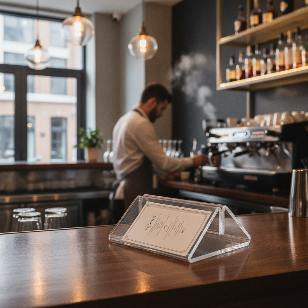 Clear Perspex Holder for Restaurants & Cafés