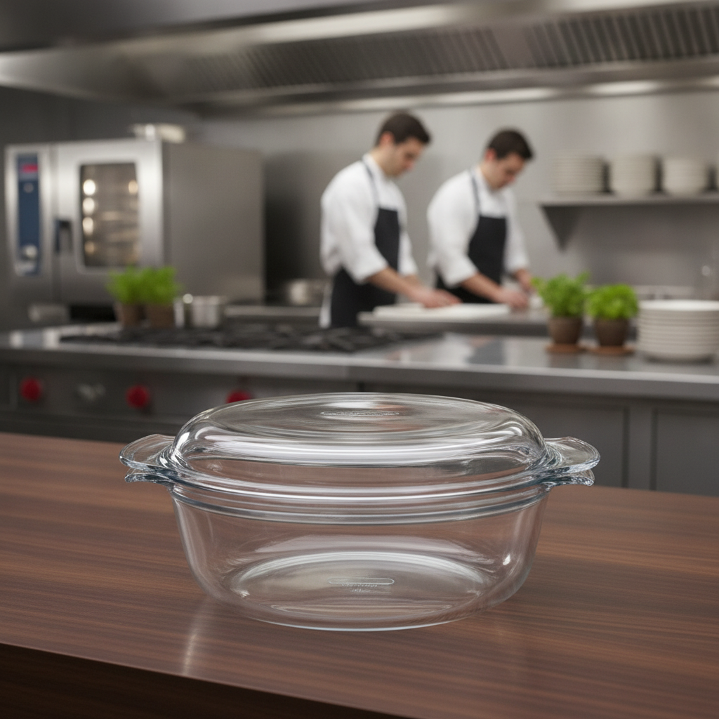 Toughened Glass Round Casserole Dish 5.1L for Home Cooking