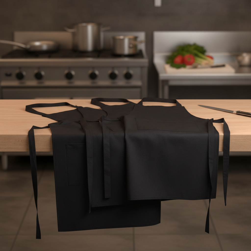 Polycotton Black Bib Apron for Professional Use (Pack of 5)
