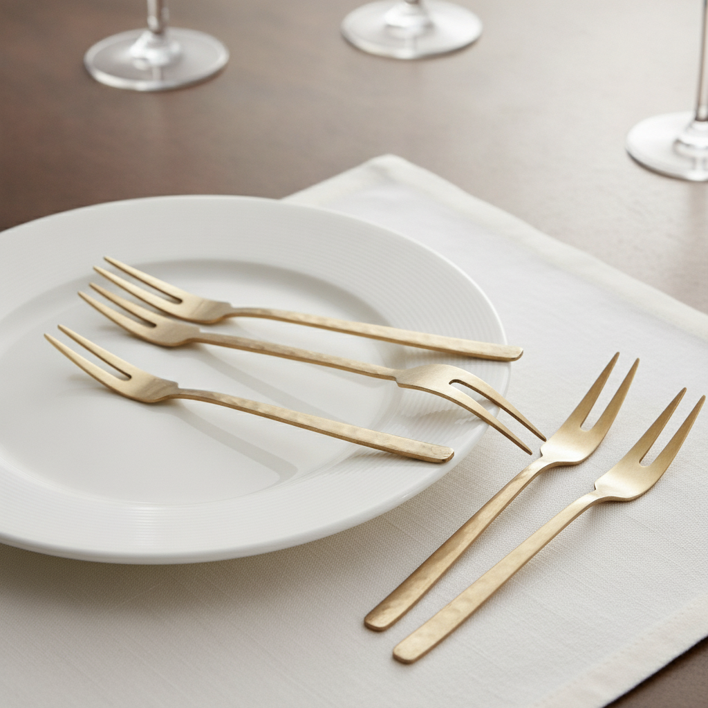 Stainless Steel Vintage Gold Two-Prong Table Forks for Elegant Dining (Pack of 12)