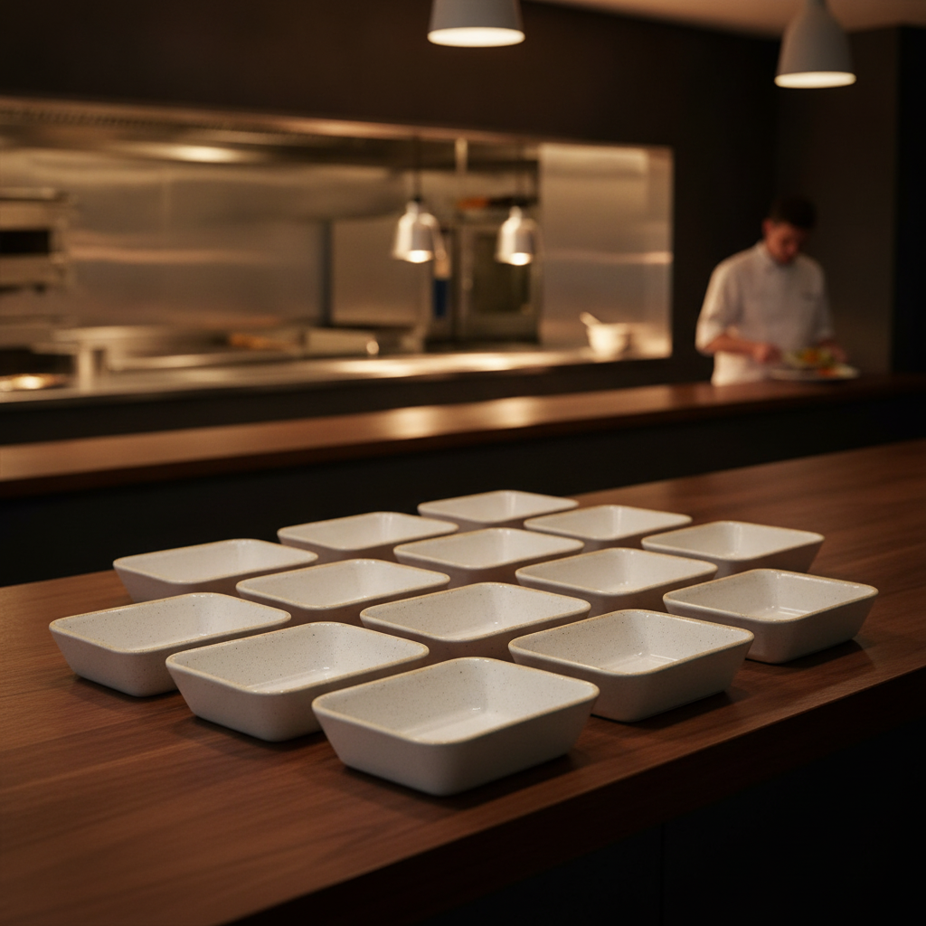 Super Vitrified Ceramic Deep Rectangular Dishes 160mm for Contemporary Dining (Pack of 12)