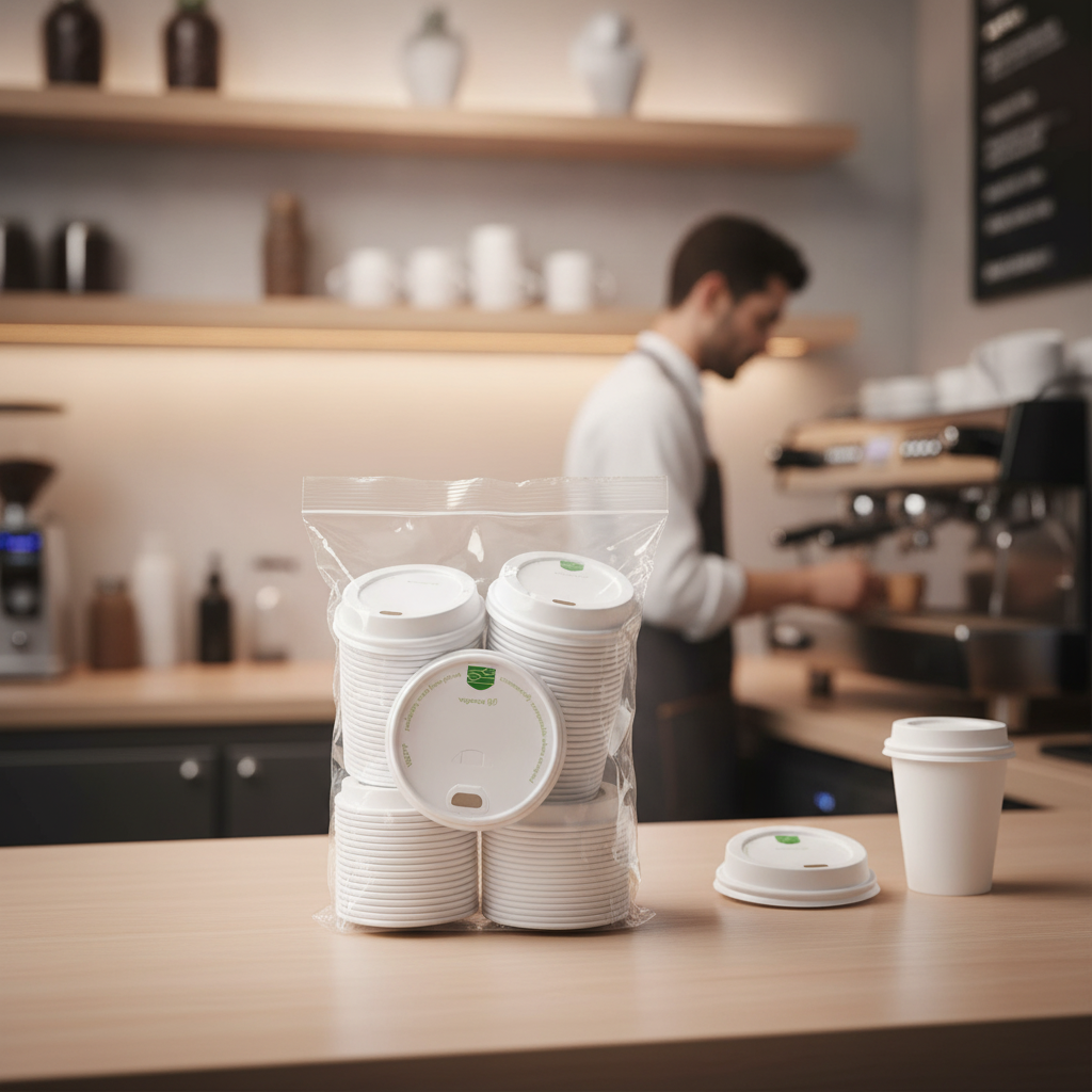 Paper Compostable Hot Cup Lids for Takeaway Drinks (Pack of 1000)