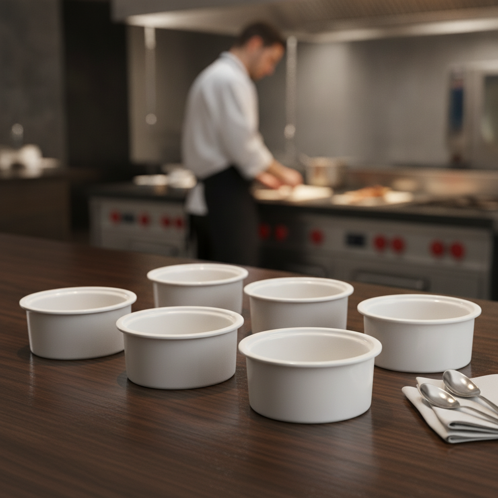 Super Vitrified Fine China Smooth Sided Ramekins 80ml for Restaurants & Cafés (Pack of 6)