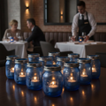 Satin Dark Blue Glass Table Lamp 410mm for Restaurants & Events (Pack of 12)