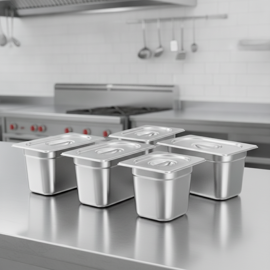 Stainless Steel 1/4 Gastronorm Tray Set for Commercial Kitchens (Pack of 4)