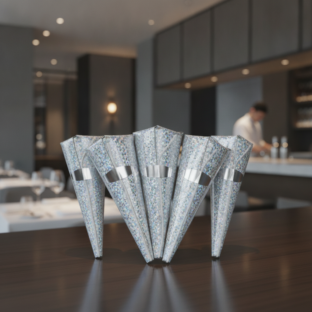 Holographic Silver Cone Party Poppers for Celebrations (Pack of 50)