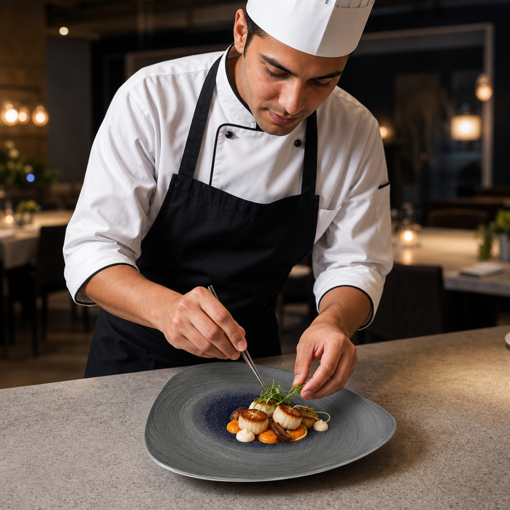 Extra-Large Plates Grey Vitrified Porcelain for Dining (Pack of 6)