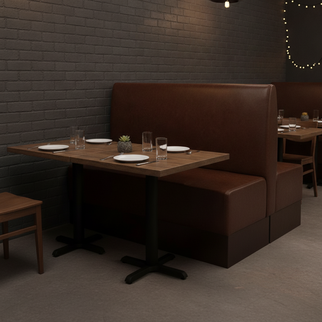 Rubber Wood Double Booth in Bison Espresso 1070mm for Restaurants