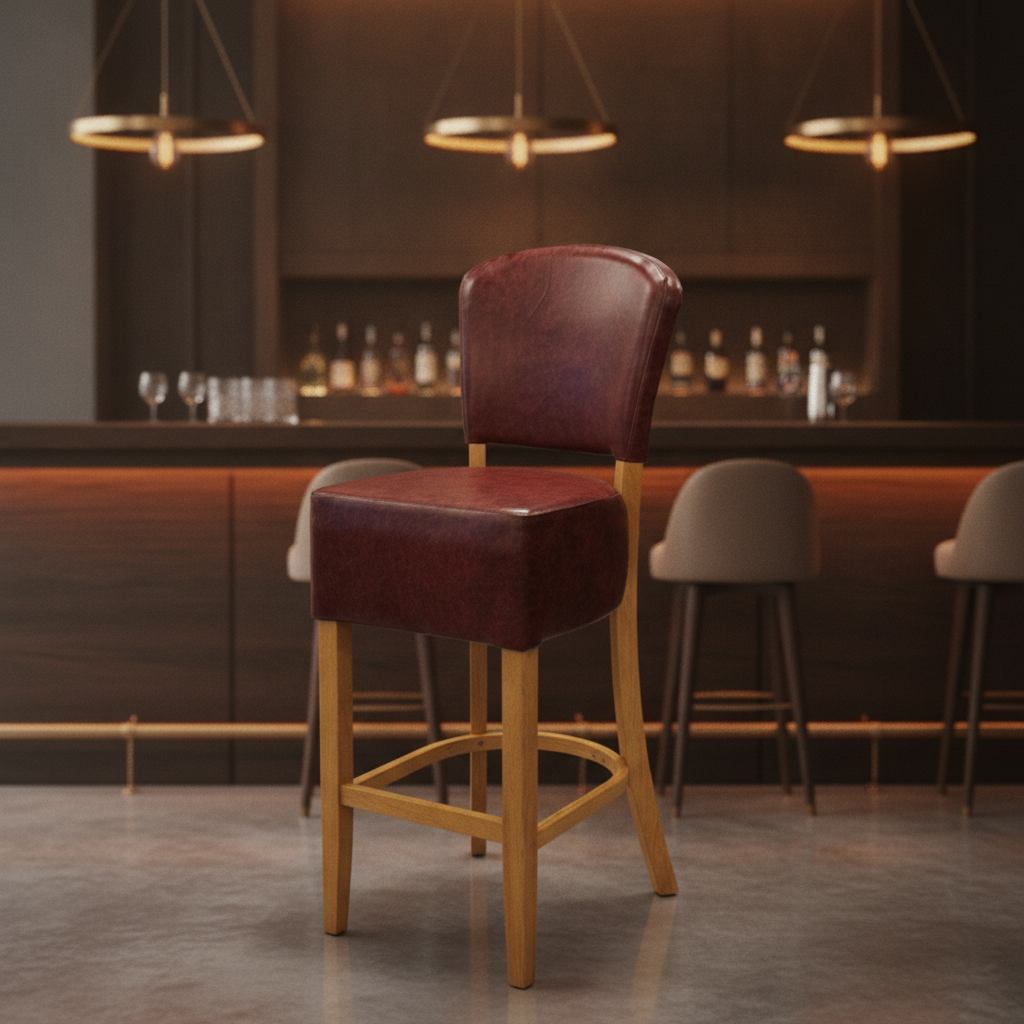 Faux Leather Bar Chair in Soft Oak 1175mm for Commercial Spaces