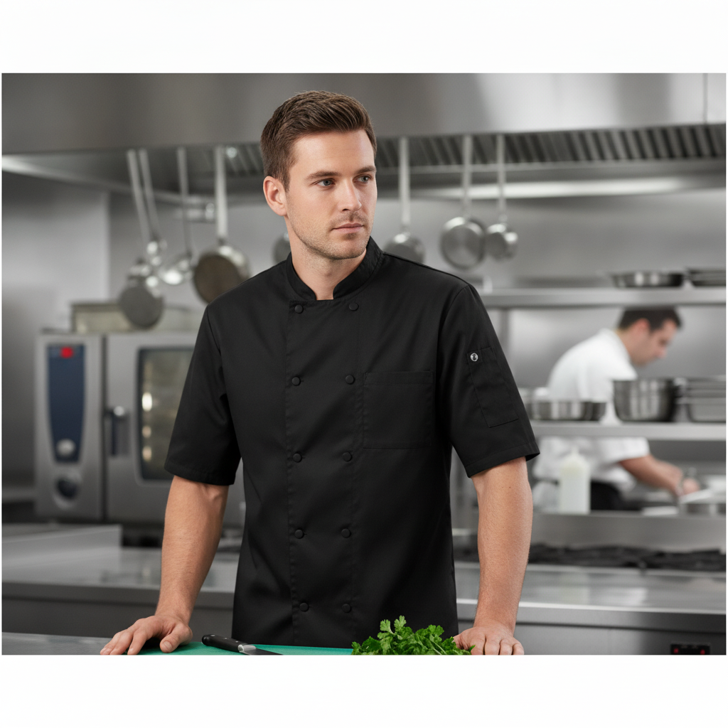 Polycotton Black Chef Jacket for Professional Kitchens