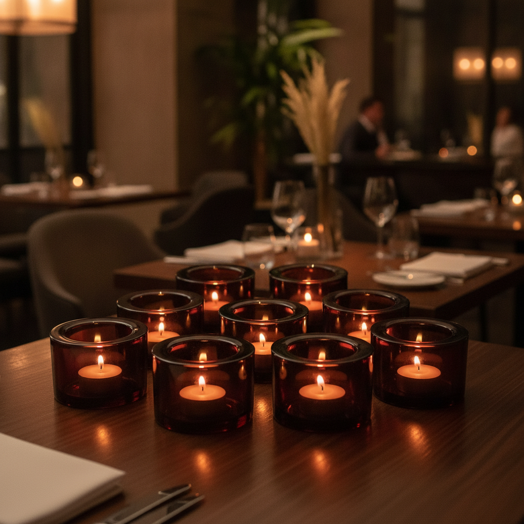 Soda Lime Red Tealight Holders 60mm for Cafés & Restaurants (Pack of 12)