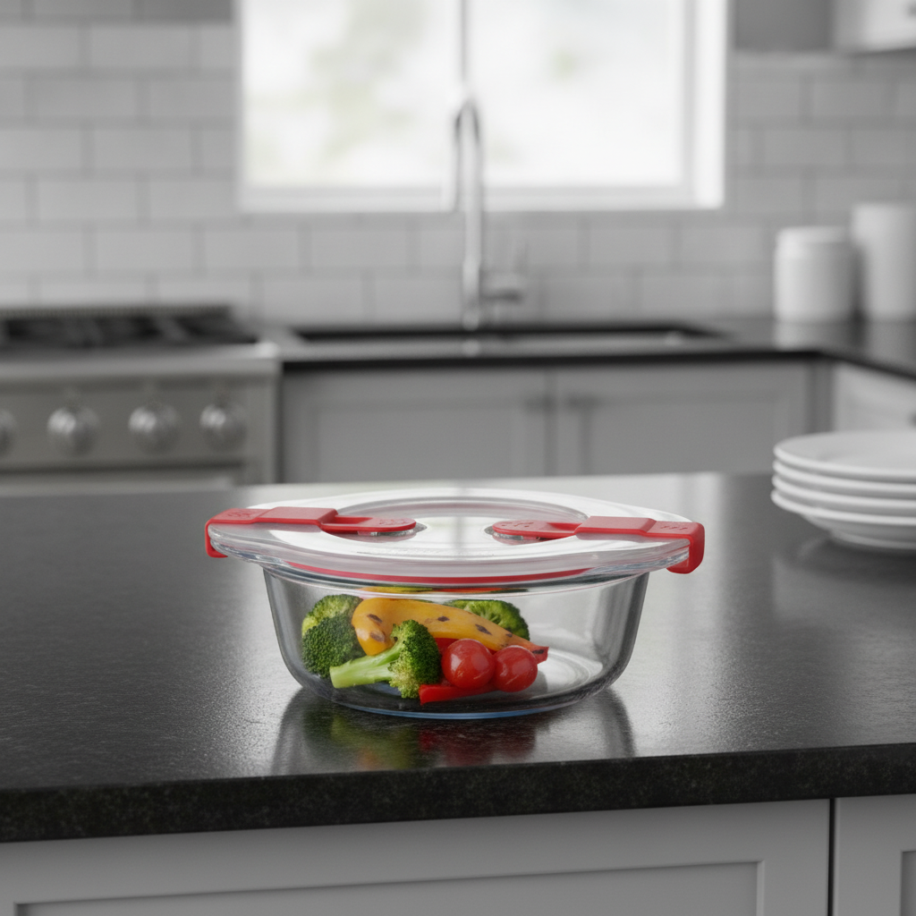 Glass Cook and Heat Round Dish 350ml for Kitchen Use