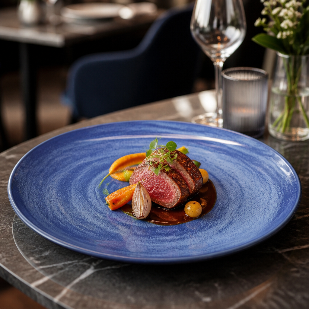Bluestone China Plates 305mm for Culinary Presentation (Pack of 12)
