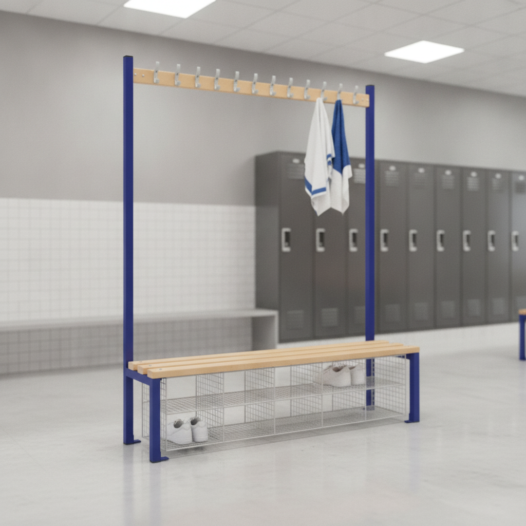 Powder Coated Steel Single-Sided Island Seating for Changing Rooms