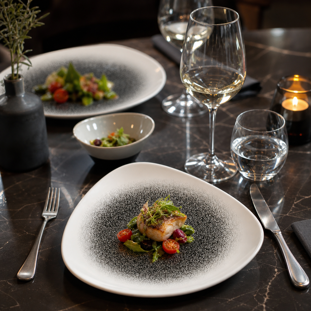 Triangle Plates Black Porcelain for Elegant Dining (Pack of 12)