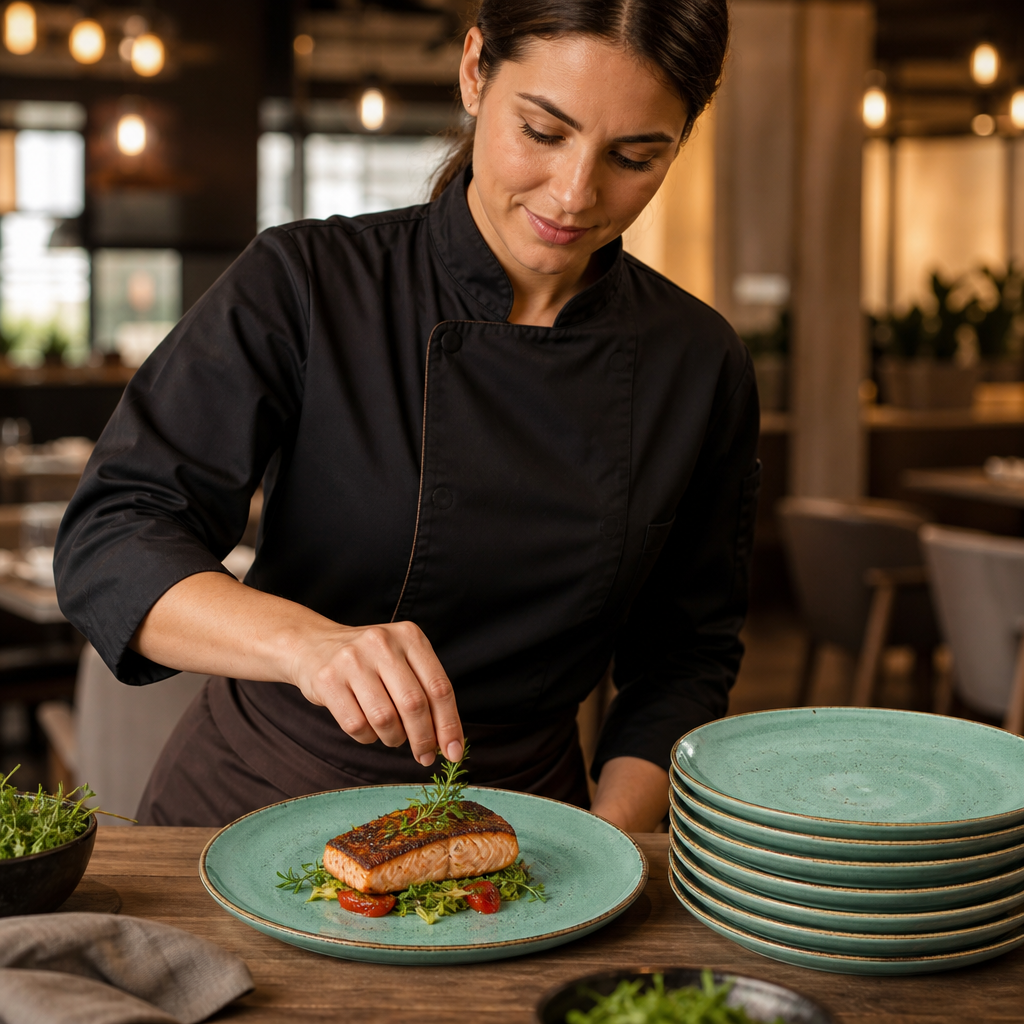 Alumina Stack Plates Aqua Vitrified Ceramic for Hospitality (Pack of 12)