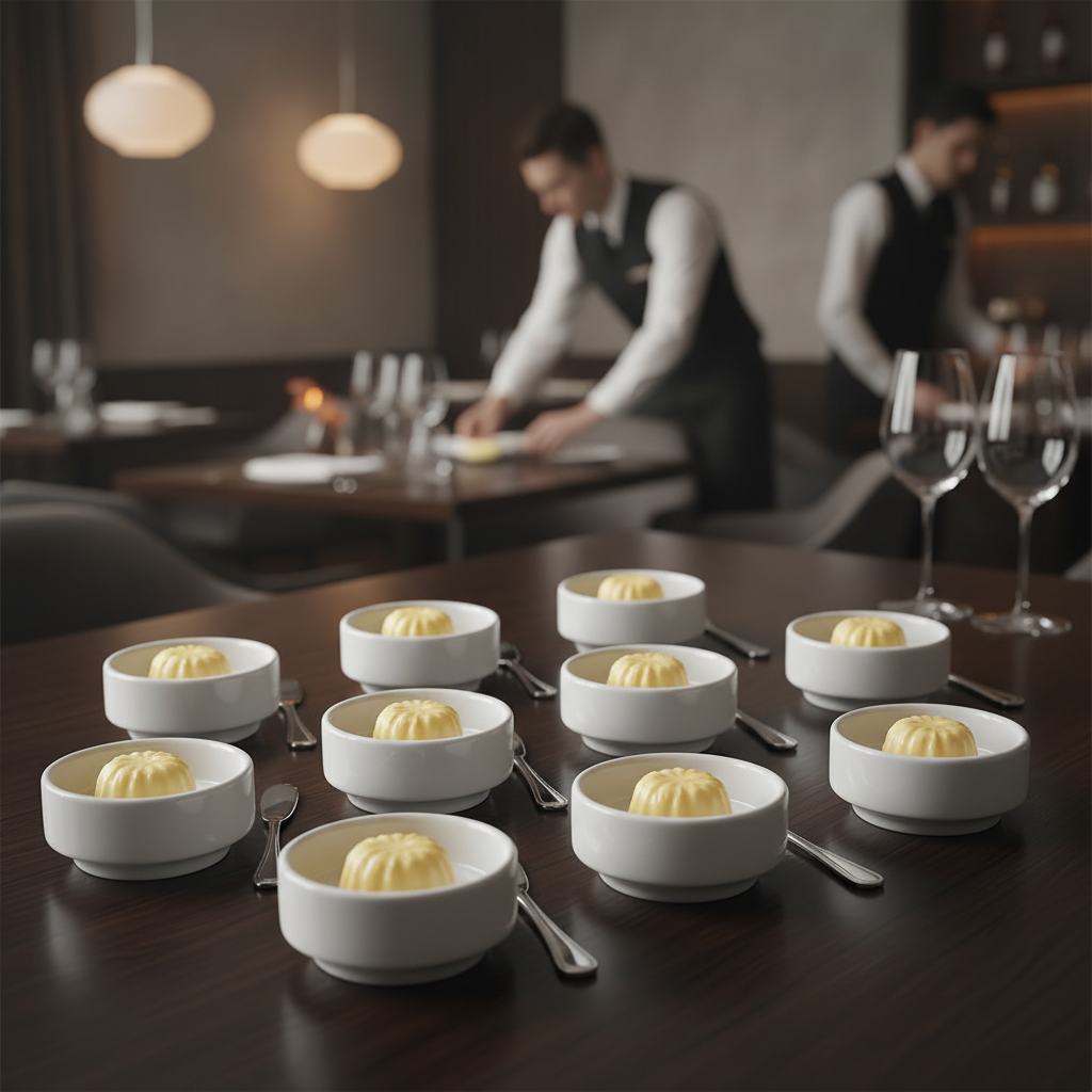 Porcelain Round Butter Blocks 280ml for Event Dining (Pack of 12)