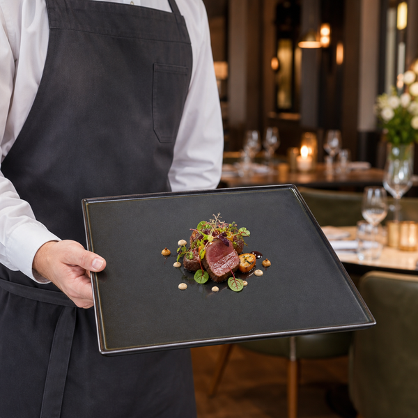 Square Trays Slate 285mm Porcelain, Porcelain, pack of 6
